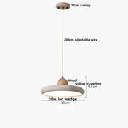 Travertine-Finish Disc Pendant Light
