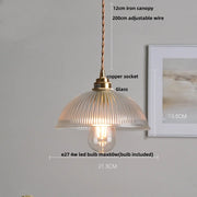 Ribbed Glass Dome Pendant Light