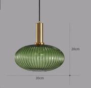 Ribbed Tinted Glass Pendant Light