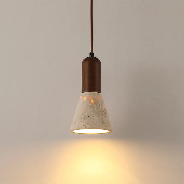 Travertine-Finish Cone Pendant Light