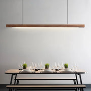 Linear Wood-Grain LED Pendant Light