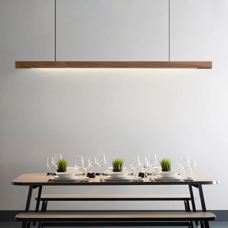 Linear Wood-Grain LED Pendant Light