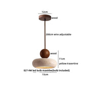 Travertine-Finish Saucer Pendant Light