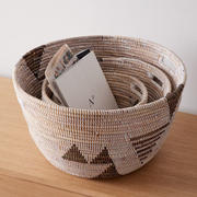 Graphic Print Woven Oval Basket Set