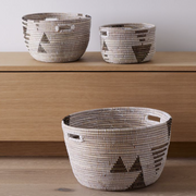 Graphic Print Woven Oval Basket Set