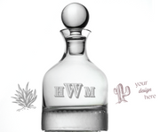 Handblown Honeycomb-Etched Spirit Decanter