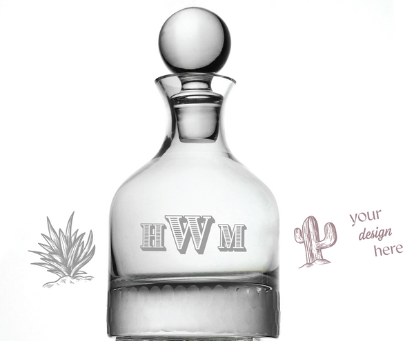 Handblown Honeycomb-Etched Spirit Decanter