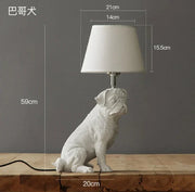 Sculptural Resin Dog Table Lamp — packaging and unboxing view