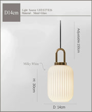 Ribbed Clear Glass Brass Pendant Light