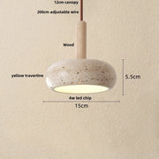 Travertine-Finish Disc Pendant Light
