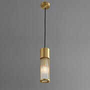 Brushed Brass Glass Rod Pendant Light