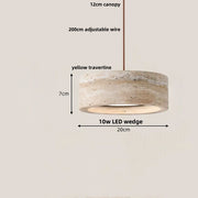 Travertine-Finish Disc Pendant Light