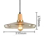Tinted Glass Wood-Canopy Pendant Light