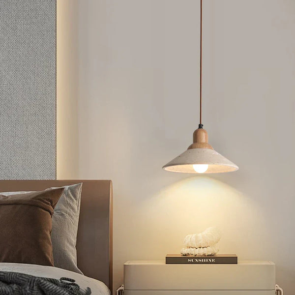 Travertine-Finish Cone Pendant Light