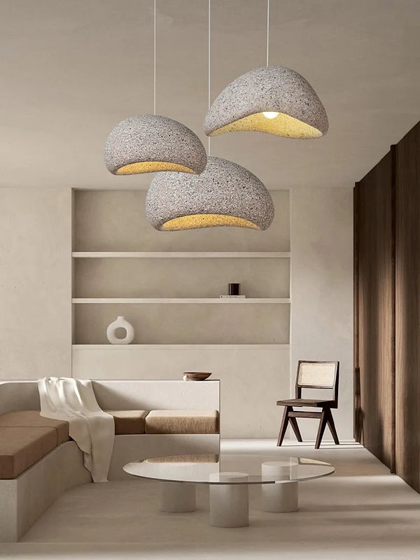 Aggregate Resin Dome Pendant Lamp
