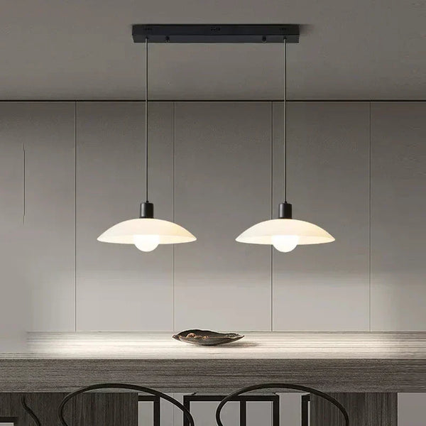 Matte Black Glass Dome Pendant Light