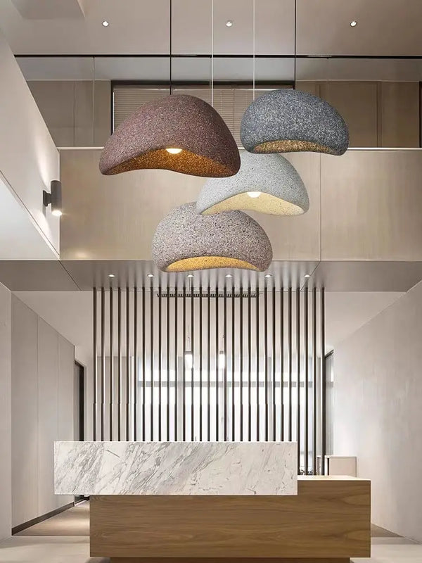 Aggregate Resin Dome Pendant Lamp