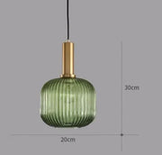 Ribbed Tinted Glass Pendant Light