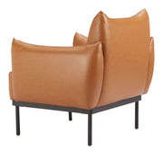 Cognac Faux Leather Club Chair — back and side profile detail