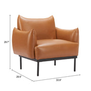 Cognac Faux Leather Club Chair — detail of finish and surface variation