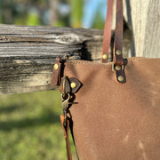Waxed Canvas Leather Tote Bag