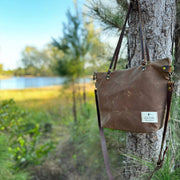 Waxed Canvas Leather Tote Bag