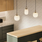 Ribbed Clear Glass Brass Pendant Light