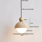Travertine-Finish Saucer Pendant Light
