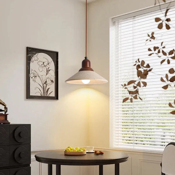 Travertine-Finish Cone Pendant Light