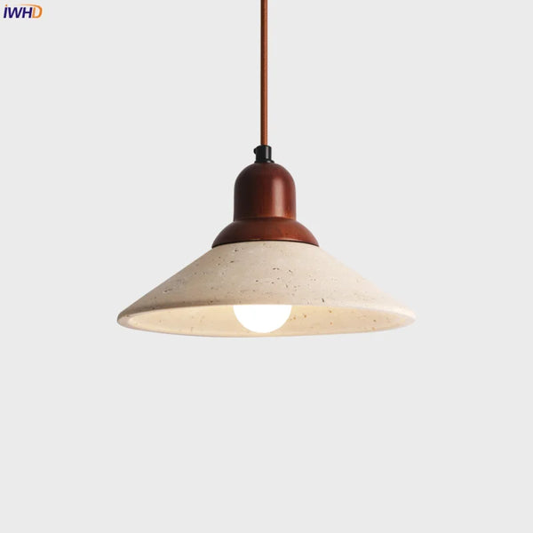 Travertine-Finish Cone Pendant Light