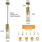 Brushed Brass Glass Rod Pendant Light