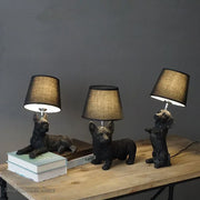 Close-up of lampshade construction and diffusion detail — Sculptural Resin Dog Table Lamp
