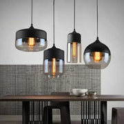 Wood-Grain Cap Glass Pendant Light