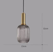 Ribbed Tinted Glass Pendant Light