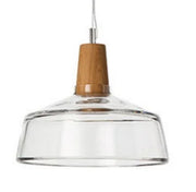 Tinted Glass Wood-Canopy Pendant Light