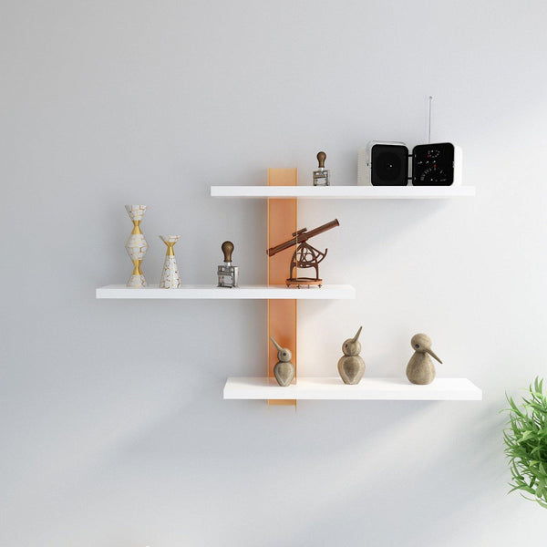 Adjustable Metal Spine Three-Tier Wall Shelf