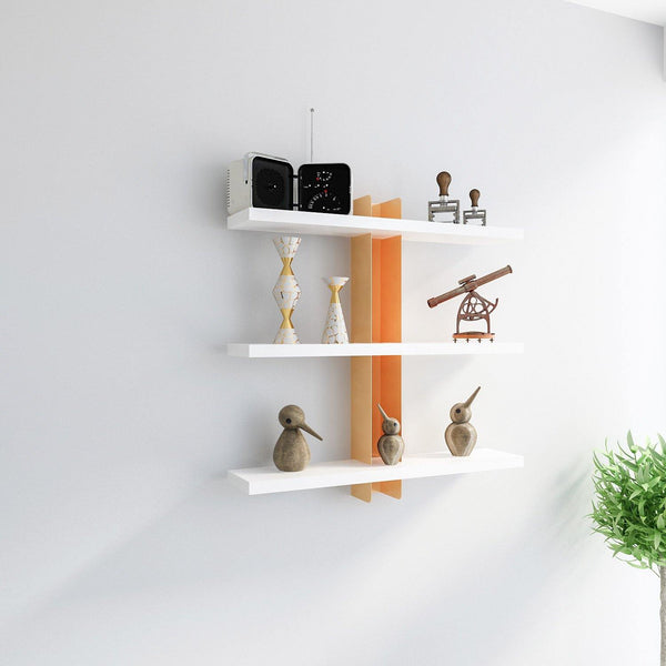Adjustable Metal Spine Three-Tier Wall Shelf