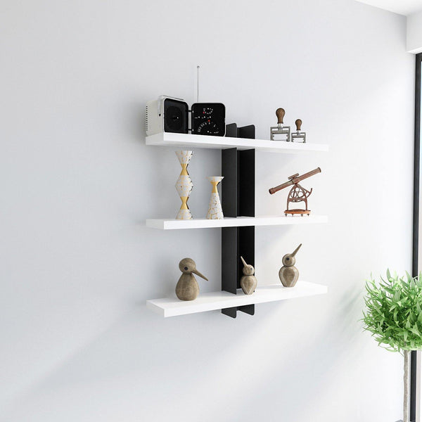 Adjustable Metal Spine Three-Tier Wall Shelf