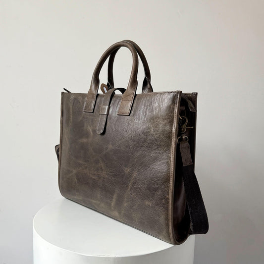 Full-Grain Leather Laptop Briefcase
