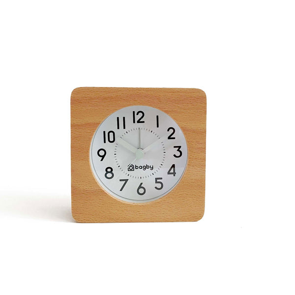 Wood-Frame Silent Analog Alarm Clock