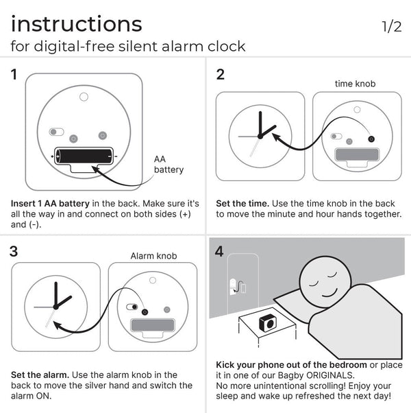 Wood-Frame Silent Analog Alarm Clock