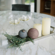 Pewter Finish Aluminum Serving Tray with Handles