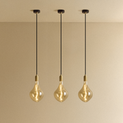 Brass Pendant Lights with Voronoi II Bulbs, Set of 3