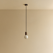 Walnut Pendant Light with Porcelain II LED Bulb