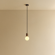 Walnut Pendant Light with Porcelain II LED Bulb