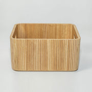 Paulownia Wood Ribbed Storage Bin