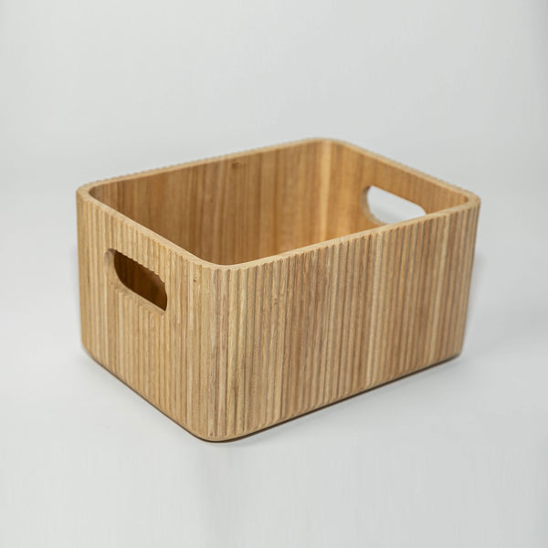 Paulownia Wood Ribbed Storage Bin
