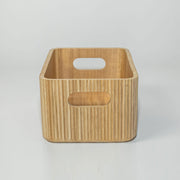 Paulownia Wood Ribbed Storage Bin