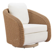 Woven Rattan-Weave Outdoor Swivel Chair — scale reference and proportion detail