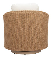 Woven Rattan-Weave Outdoor Swivel Chair — back and side profile detail